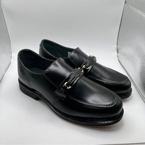 NWOB Executive Imperials Men's Black Leather Horsebit Slip-on Loafers size 7